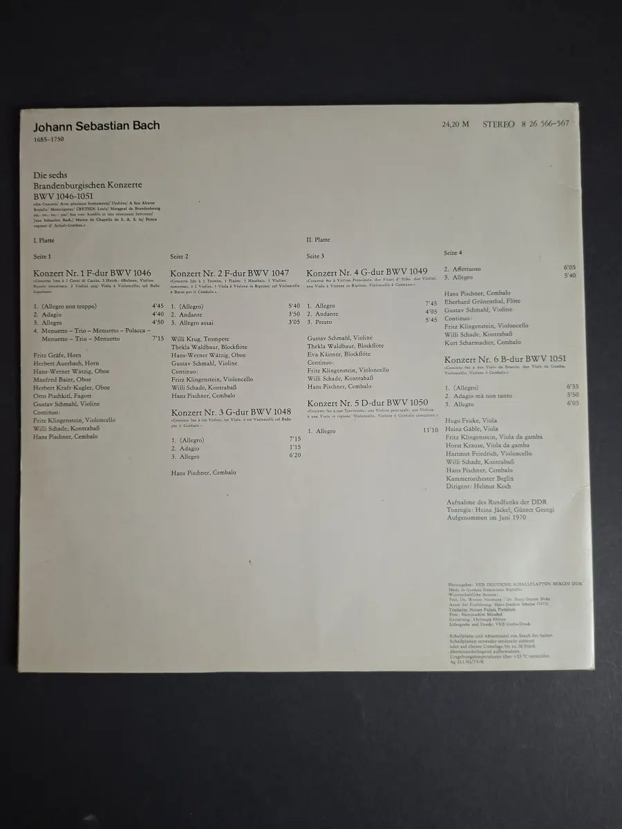 Bach, Kammerorchester Berlin, Helmut Koch – Die Sechs Brandenburgischen Konzerte (BWV 1046-1051)