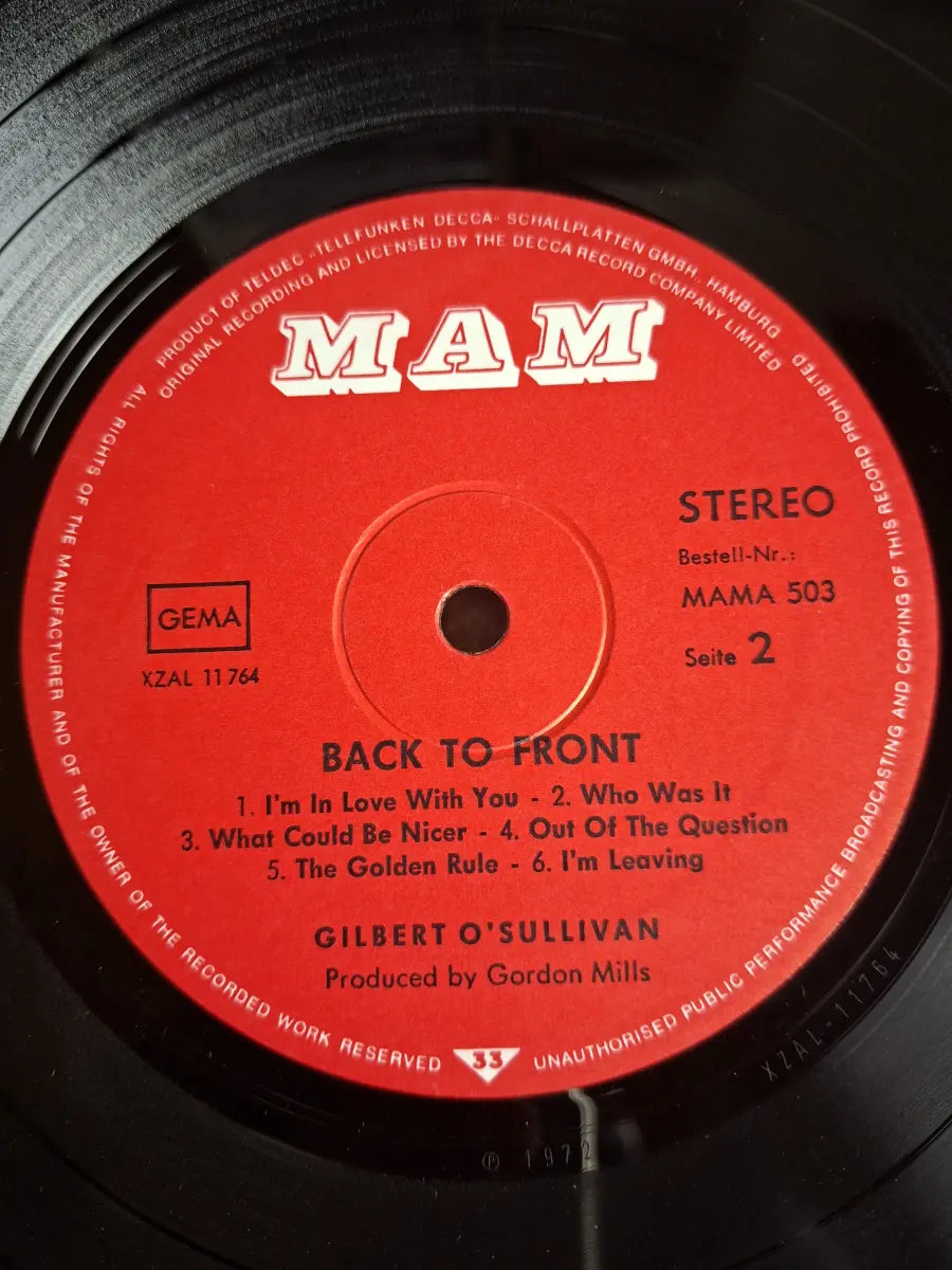 Gilbert O'Sullivan – Back To Front
