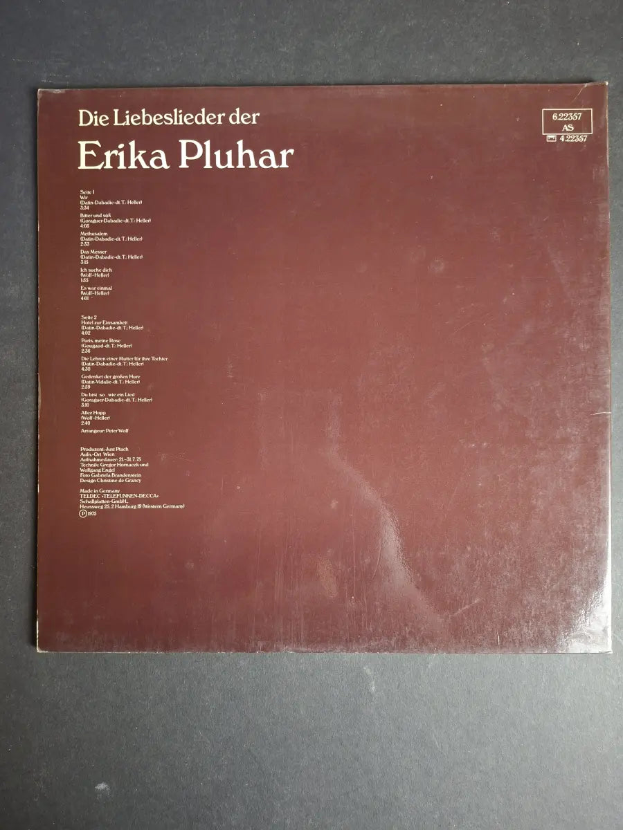 Erika Pluhar – Die Liebeslieder Der Erika Pluhar