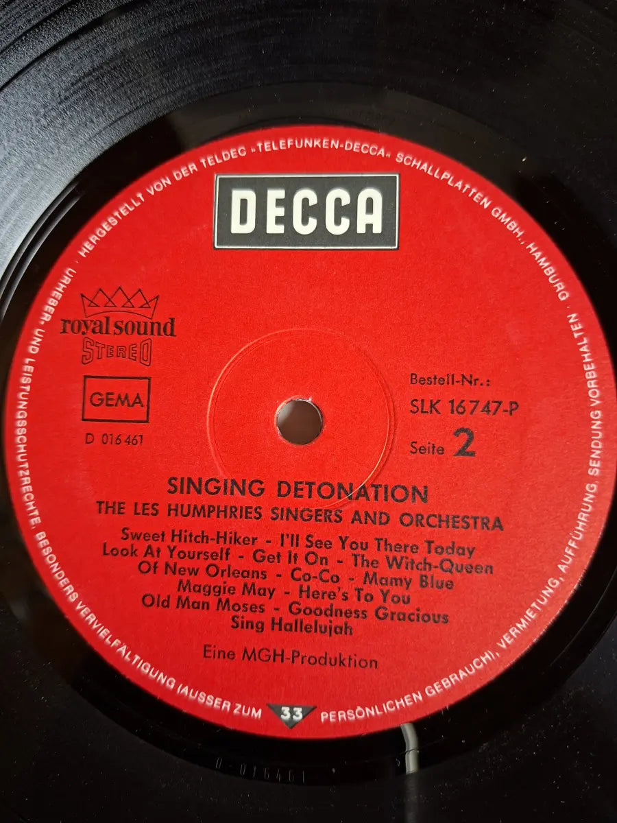 The Les Humphries Singers And Orchestra – Singing Detonation
