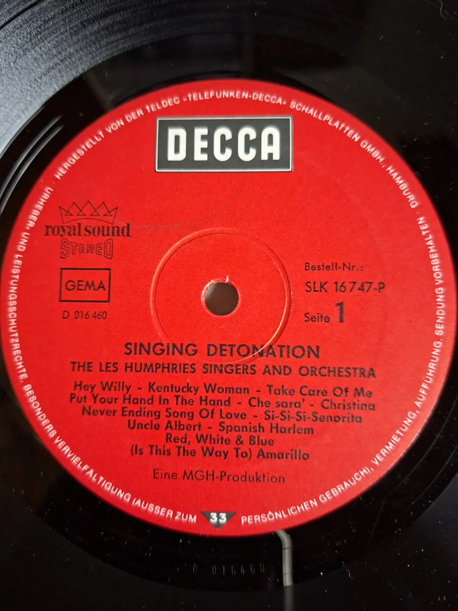 The Les Humphries Singers And Orchestra – Singing Detonation