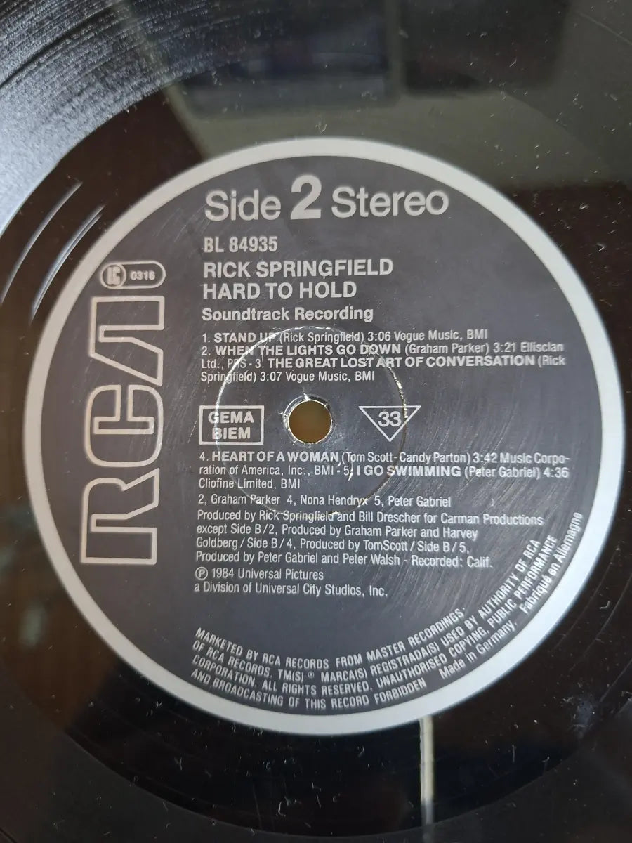 Rick Springfield – Hard To Hold - Soundtrack Recording