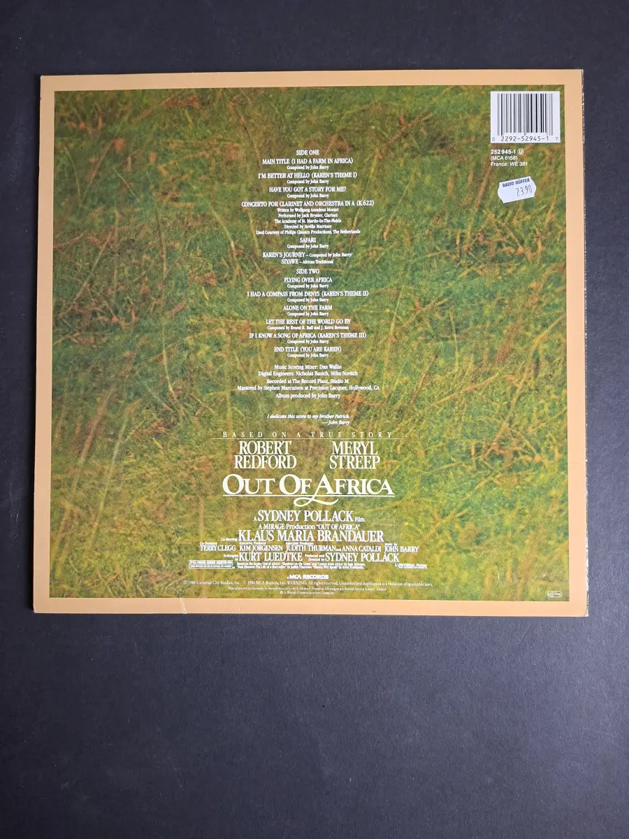 John Barry – Out Of Africa (Music From The Motion Picture Soundtrack)