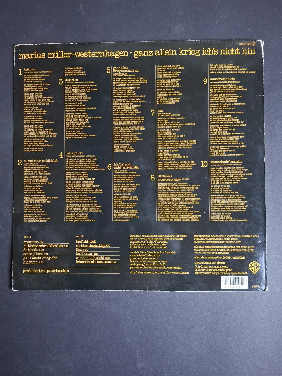 Marius Müller-Westernhagen – Ganz Allein Krieg Ich's Nicht Hin