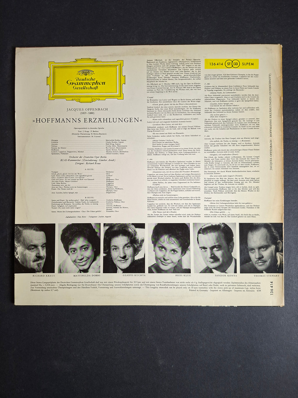 Jacques Offenbach, Mattiwilda Dobbs ∙ Gladys Kuchta ∙ Hedi Klug ∙ Svetka Ahlin ∙ Sándor Kónya, Richard Kraus – Hoffmanns Erzählungen (In Deutsch Gesungen)