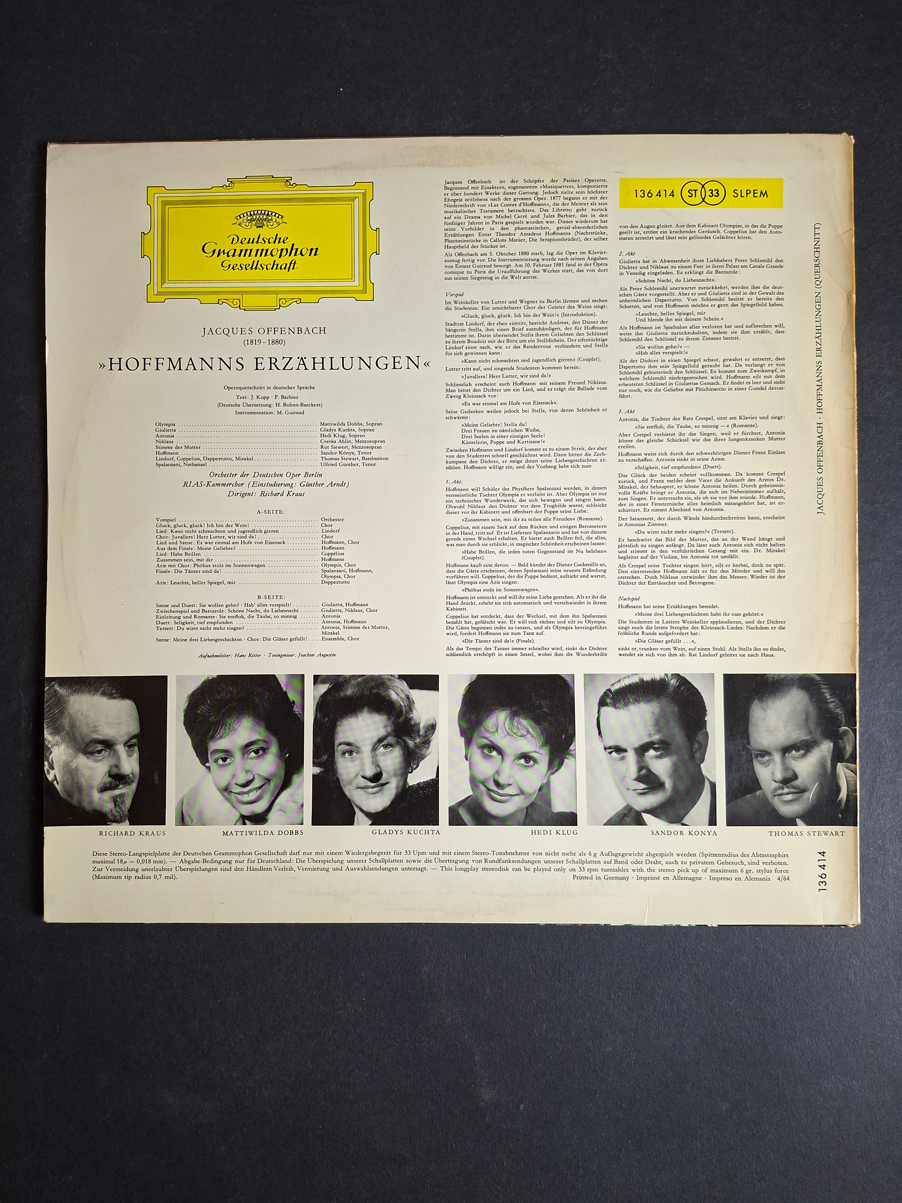 Jacques Offenbach, Mattiwilda Dobbs ∙ Gladys Kuchta ∙ Hedi Klug ∙ Svetka Ahlin ∙ Sándor Kónya, Richard Kraus – Hoffmanns Erzählungen (In Deutsch Gesungen)
