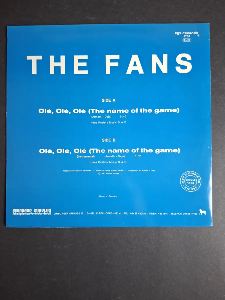 The Fans – Olé, Olé, Olé (The Name Of The Game)