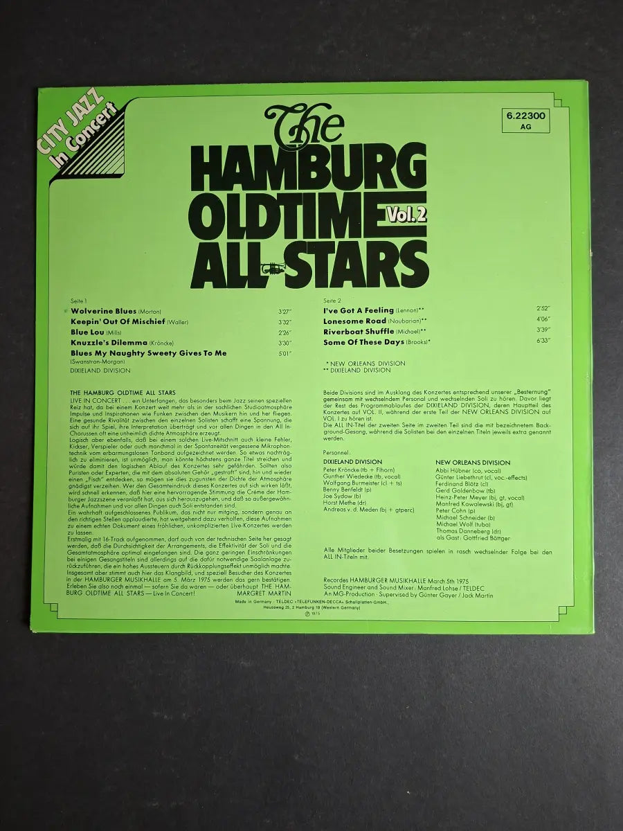 P. Kröhnke, G. Wiedecke, W. "Bolle" Burmeister, B. Benfeldt – The Hamburg Oldtime Allstars In Concert - Vol. 2
