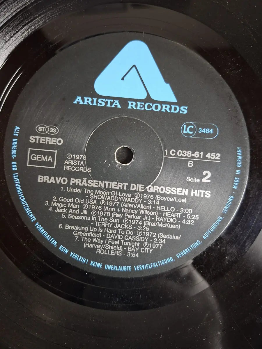 Bravo Präsentiert Die Großen Hits Von: Bay City Rollers, David Cassidy, Showaddywaddy, Hello Heart