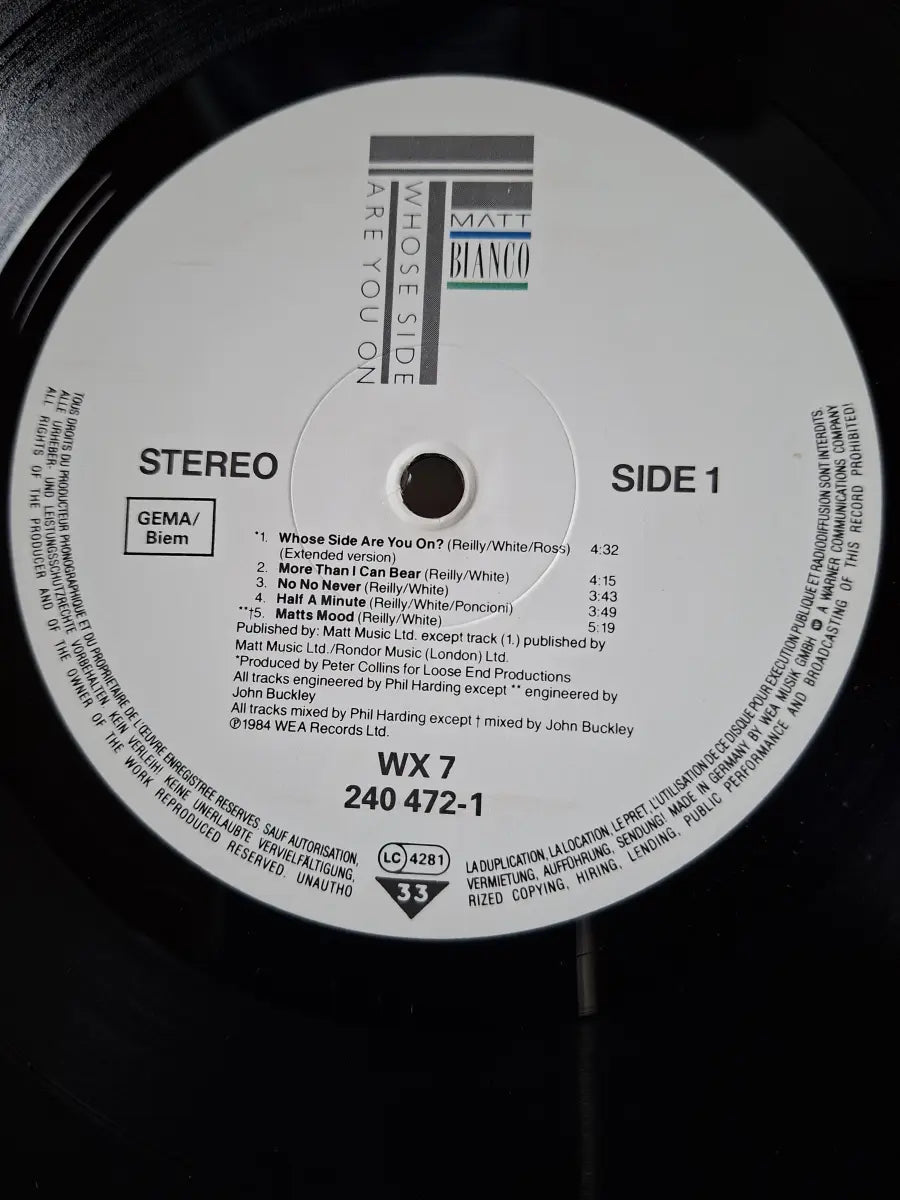 Matt Bianco – Whose Side Are You On