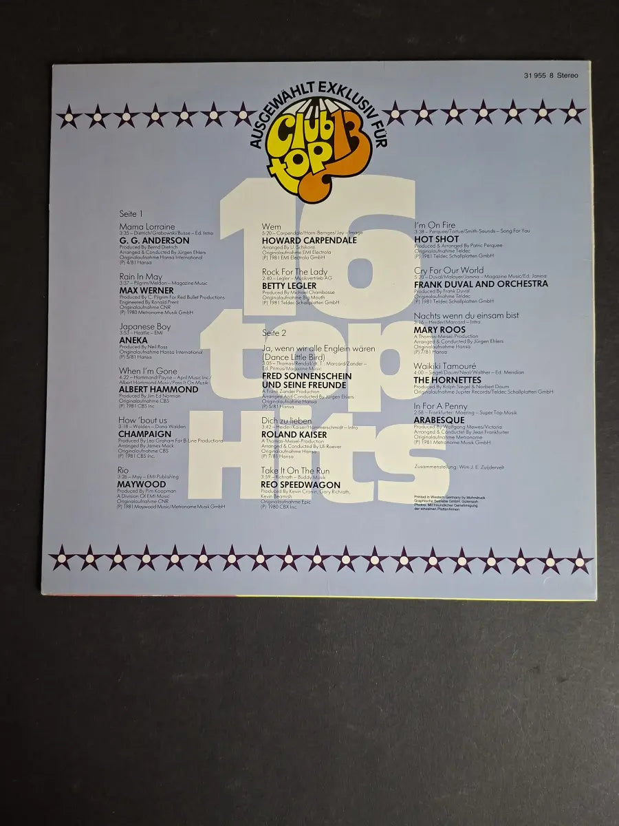 16 Top Hits - Aktuellste Schlager Aus Den Hitparaden November / Dezember 1981