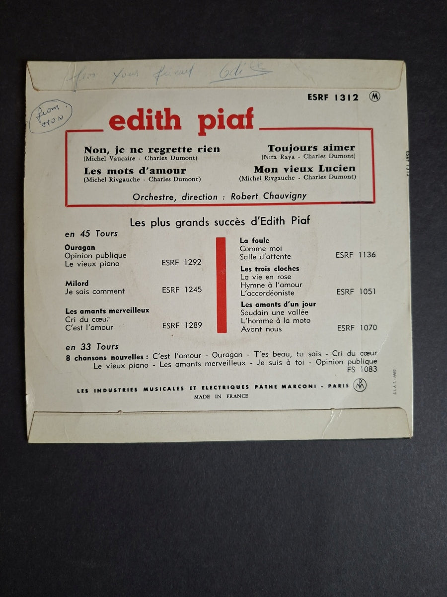 Edith Piaf – Non, Je Ne Regrette Rien