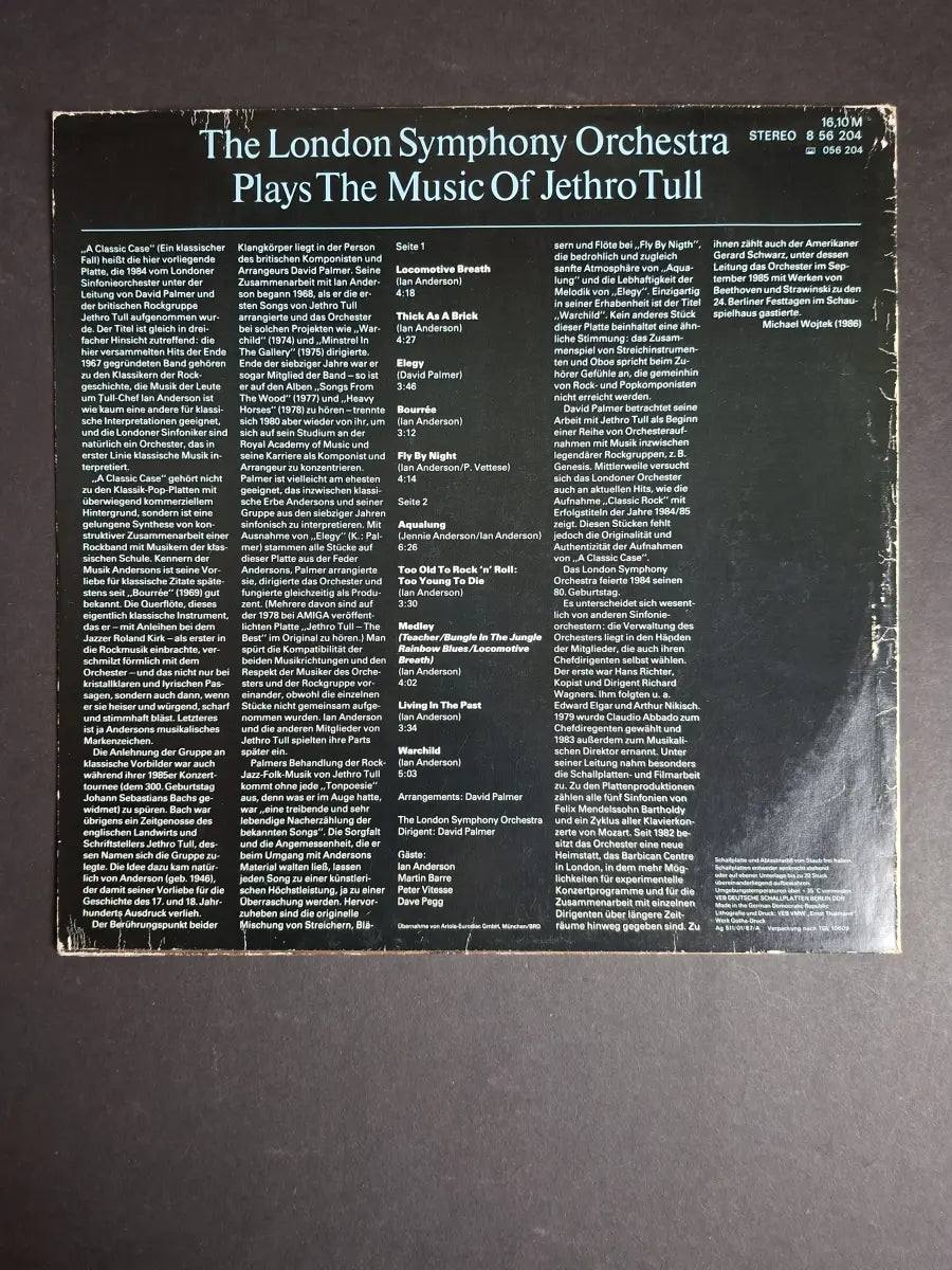 The London Symphony Orchestra Featuring Ian Anderson – The London Symphony Orchestra Plays The Music Of Jethro Tull Featuring Ian Anderson (A Classic Case)