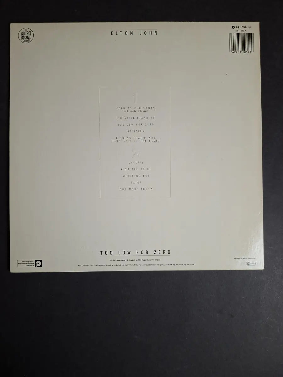 Elton John – Too Low For Zero