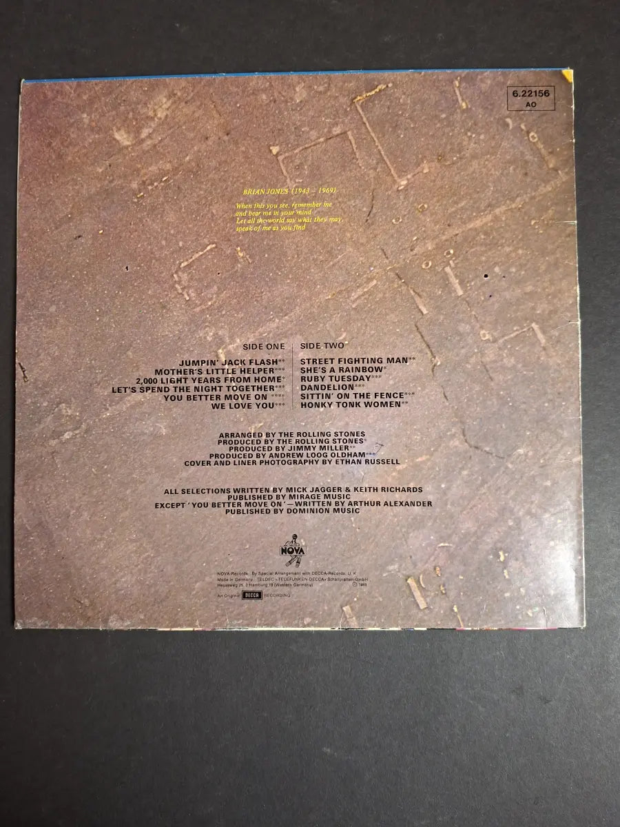 The Rolling Stones ‎– Through The Past, Darkly (Big Hits Vol. 2)