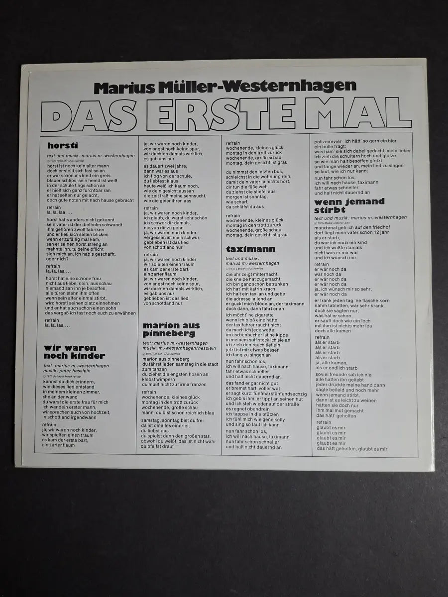 Marius Müller-Westernhagen – Das Erste Mal
