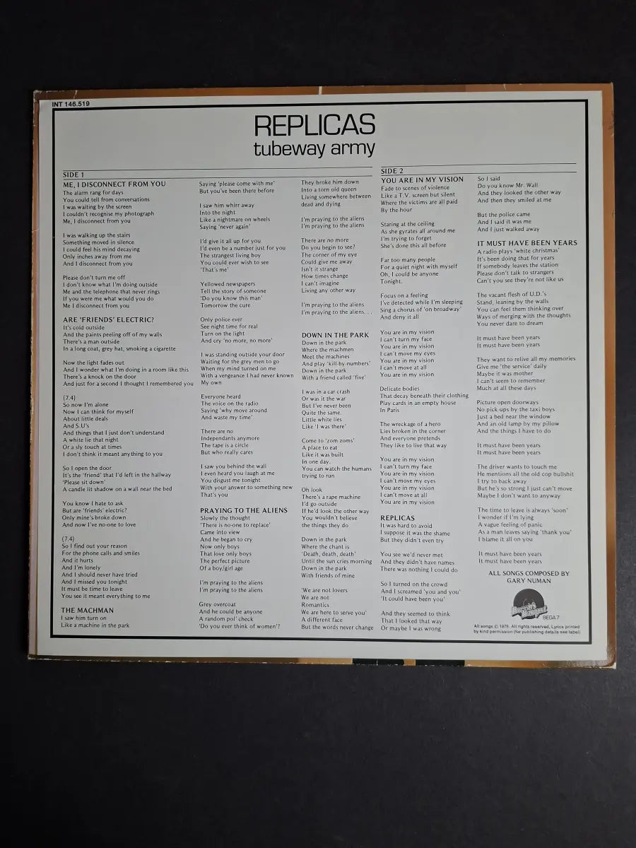 Tubeway Army – Replicas