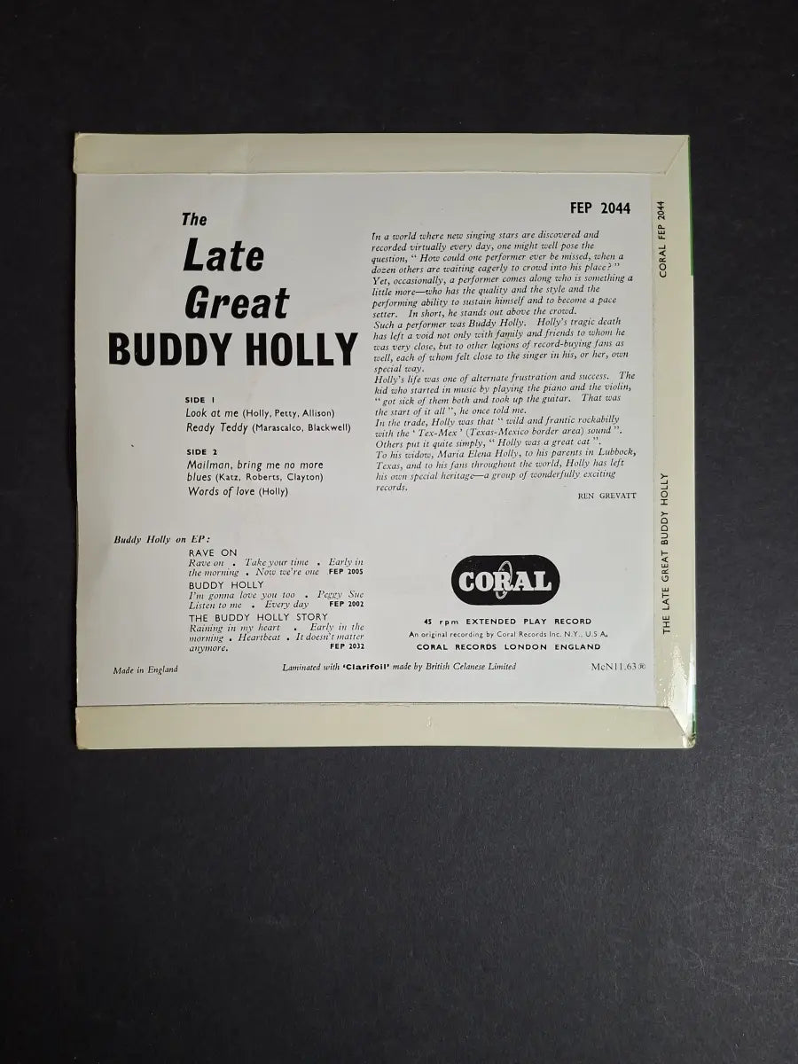 Buddy Holly – The Late Great Buddy Holly