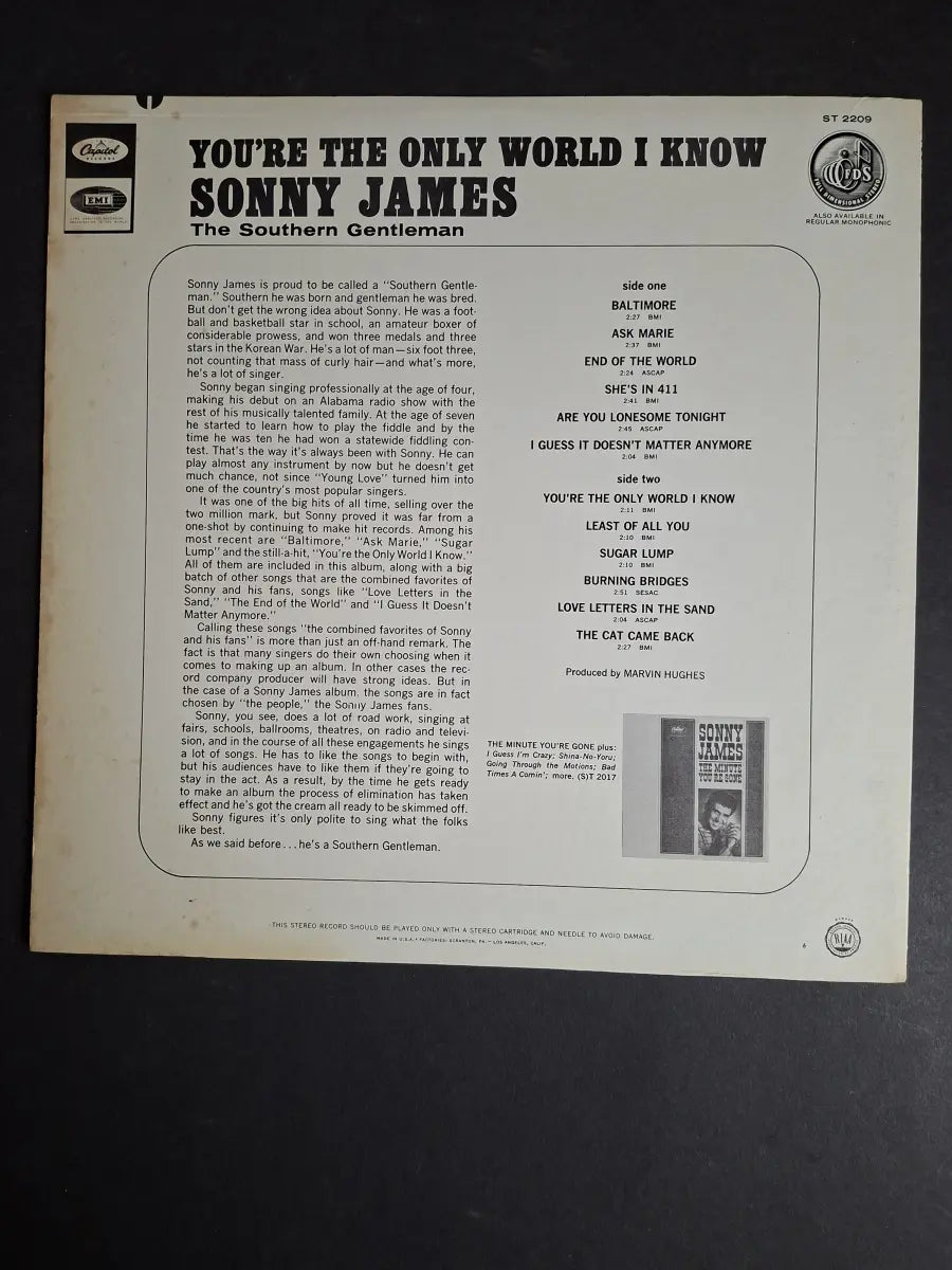 Sonny James – You're The Only World I Know