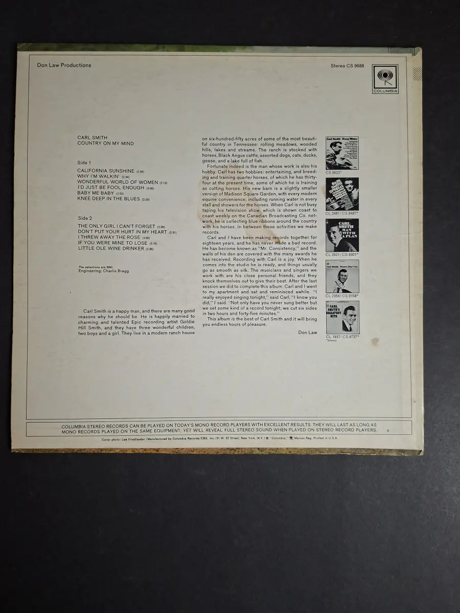 Carl Smith – Country On My Mind