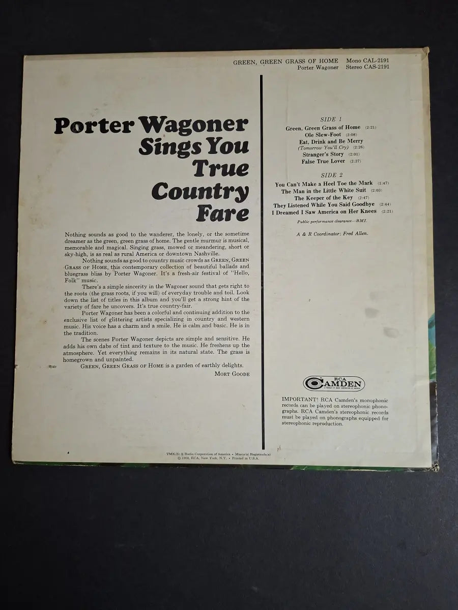 Porter Wagoner – Green, Green Grass Of Home