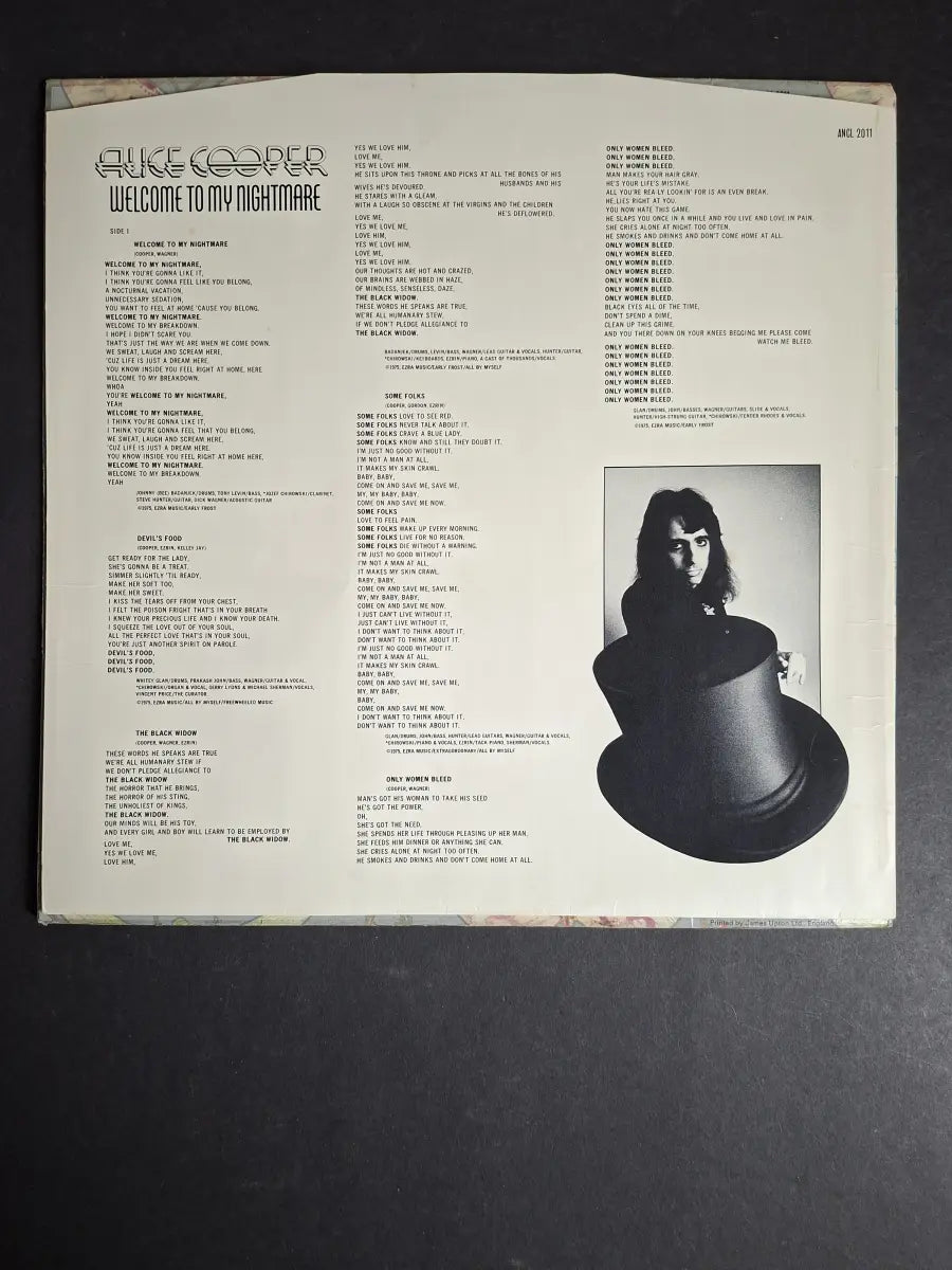 ALICE COOPER - Welcome To My Nightmare : 12" Lp Vinyl - 1975 EMI Pressung