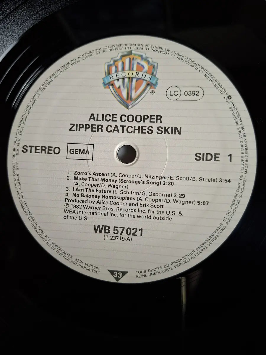 Alice Cooper ‎– Zipper Catches Skin
