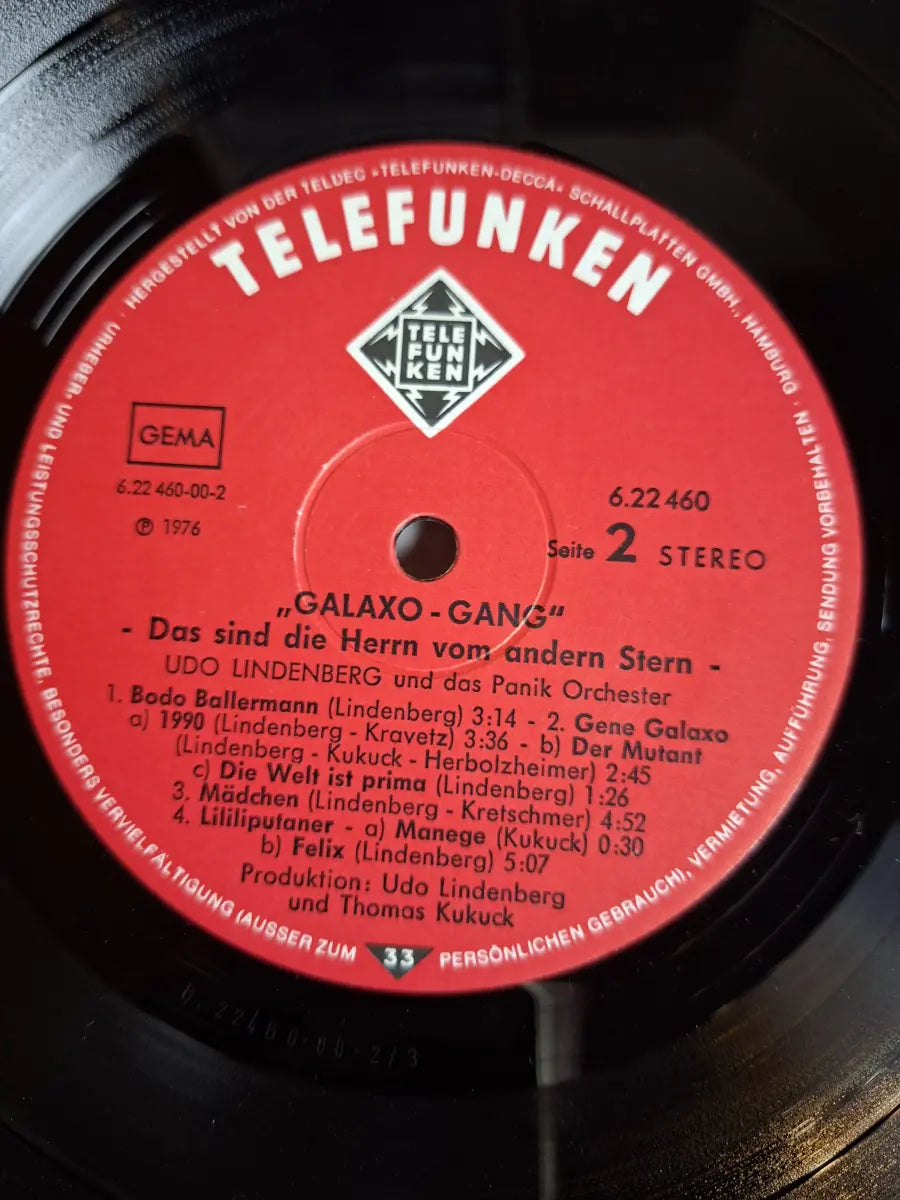 Udo Lindenberg Und Das Panikorchester ‎– Galaxo Gang