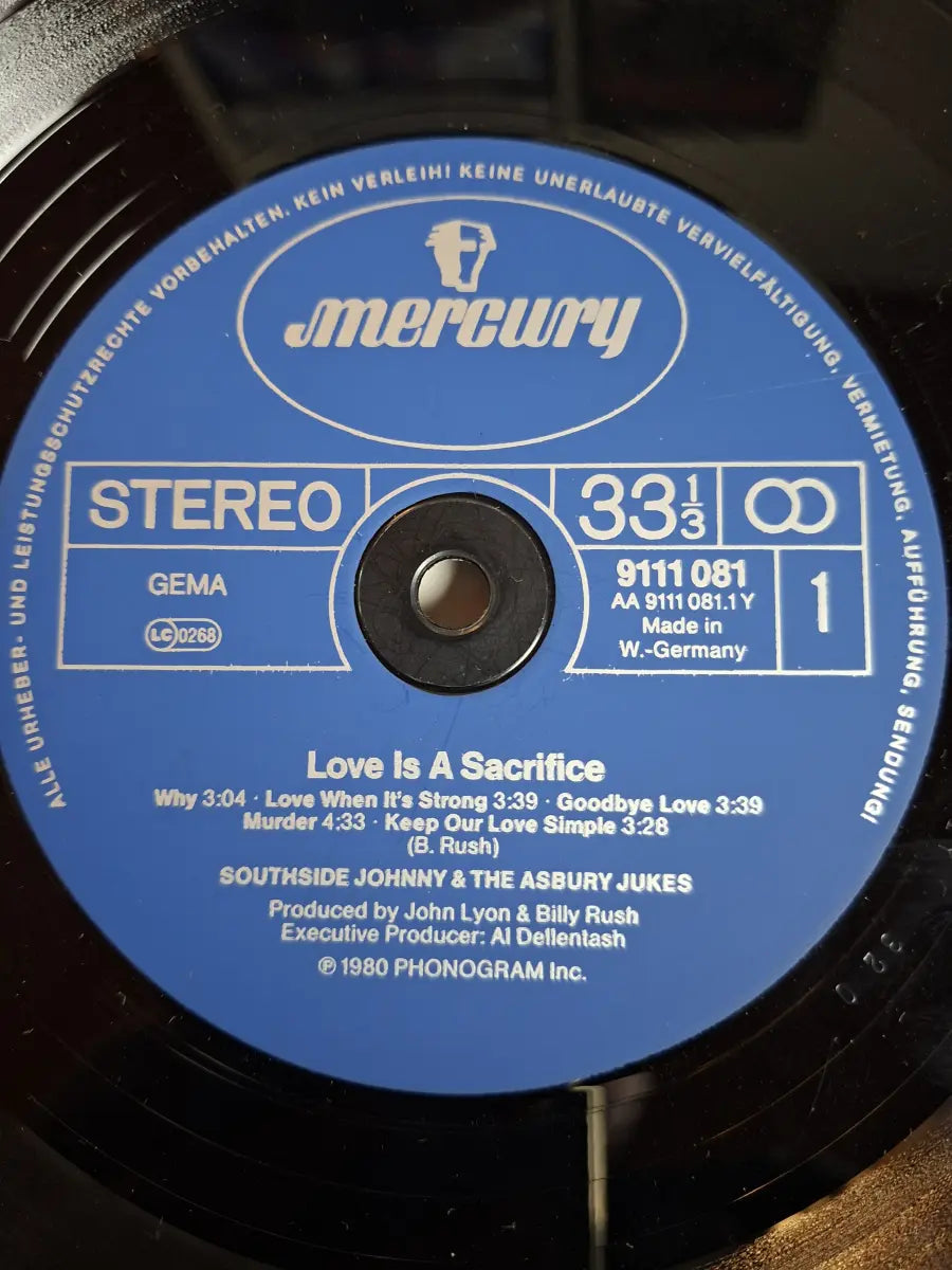 Southside Johnny & The Asbury Jukes ‎– Love Is A Sacrifice