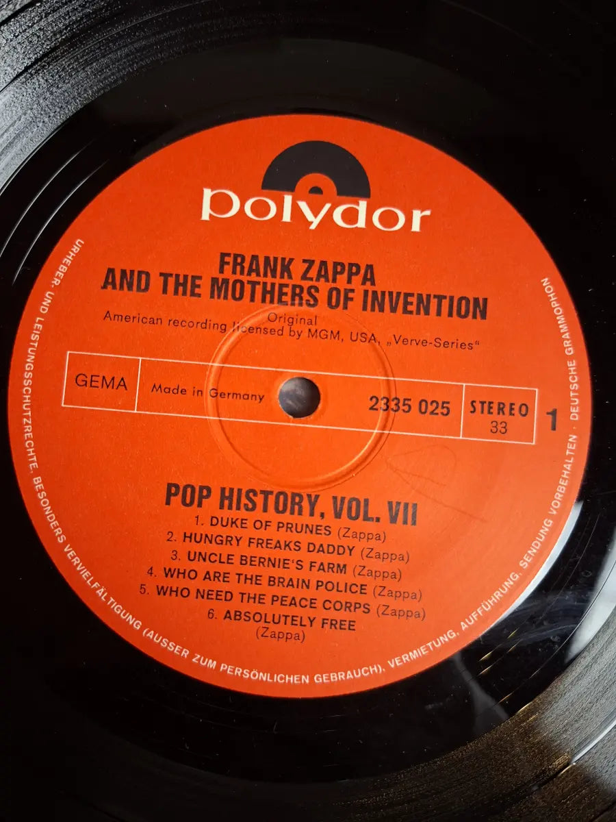 Frank Zappa And The Mothers Of Invention – Pop History, Vol. 7