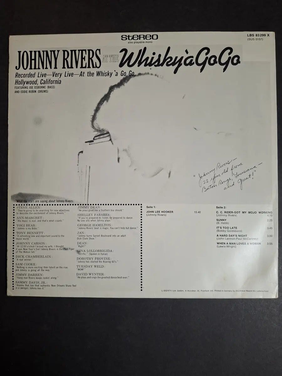 Johnny Rivers ‎– Live At The Whisky A Go-Go