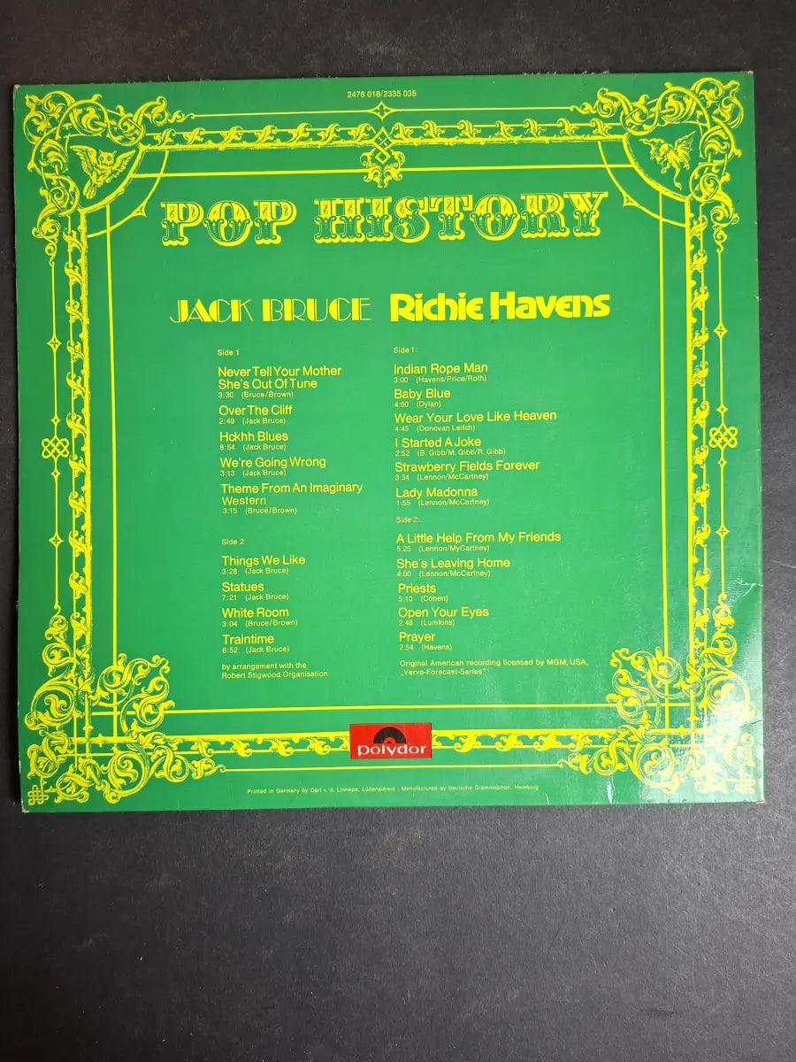 Jack Bruce, Richie Havens ‎– Pop History