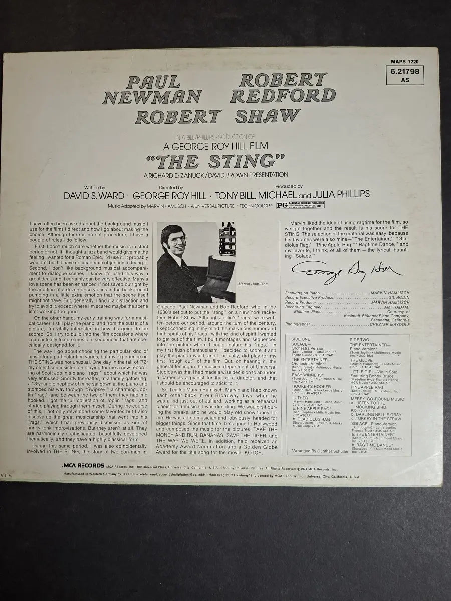 Marvin Hamlisch Featuring The Music Of Scott Joplin ‎– The Sting