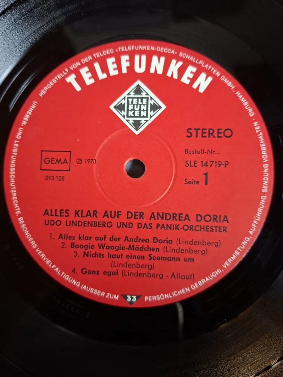 Udo Lindenberg & Das Panikorchester ‎– Alles Klar Auf Der Andrea Doria