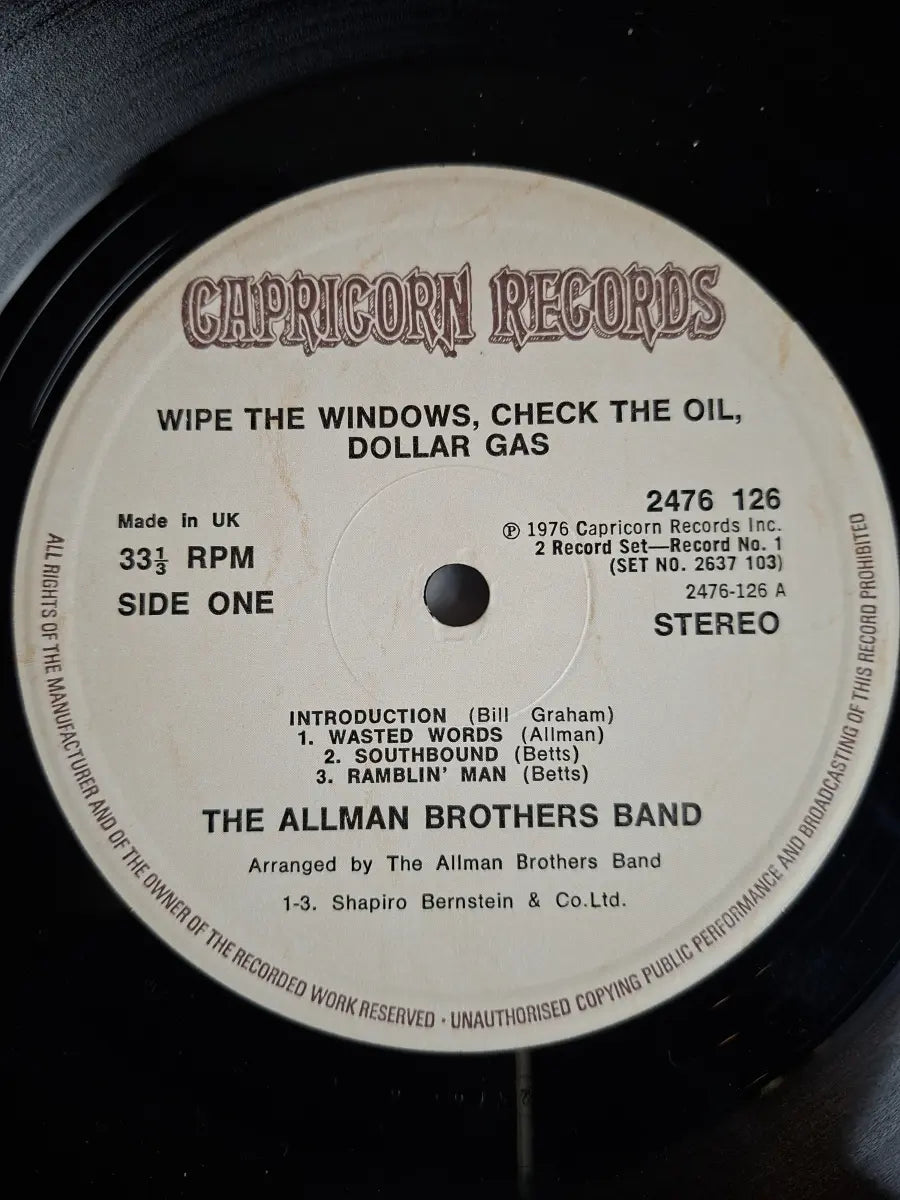 The Allman Brothers Band ‎– Wipe The Windows, Check The Oil, Dollar Gas