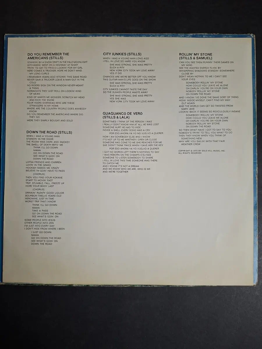 Stephen Stills & Manassas ‎– Down The Road