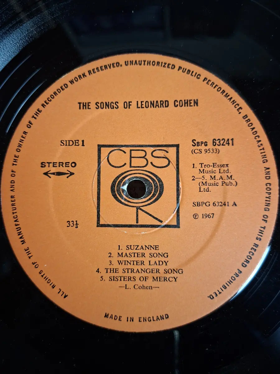 Leonard Cohen ‎– Songs Of Leonard Cohen