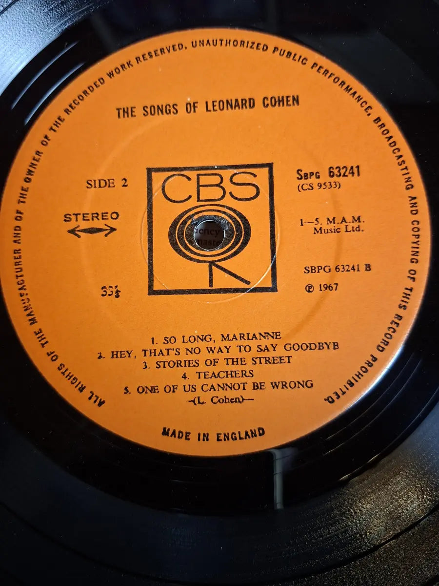 Leonard Cohen ‎– Songs Of Leonard Cohen