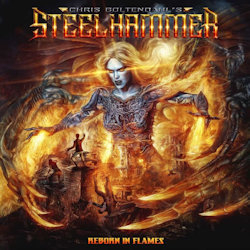 Das Bild zeigt das Albumcover von Chris Bohltendahl's Steelhammer - Reborn In Flames