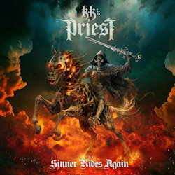 Das Bild zeigt das Albumcover von KK's Priest - The Sinner Rides Again