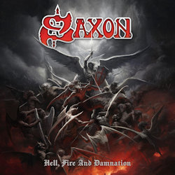 Das Bild zeigt das Albumcover von Saxon - Hell, Fire And Damnation